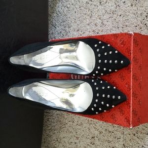 Guess Black Suede High Heel with Silver Studs